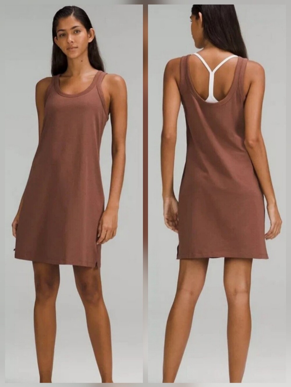 LULULEMON Classic Fit Cotton Blend Scoop Dress Ancient Copper Jersey Knit Sz 12